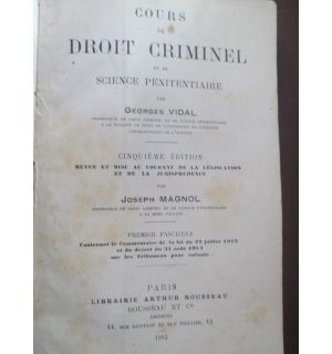 Cours de droit criminel et de science penitentiaire Cours de droit criminel et de science penitentiaire