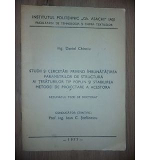 Studii si cercetari privind imbunatatirea parametrilor de structura ai tesaturilor tip poplin- D. Chinciu, Ioan C. Stefanescu